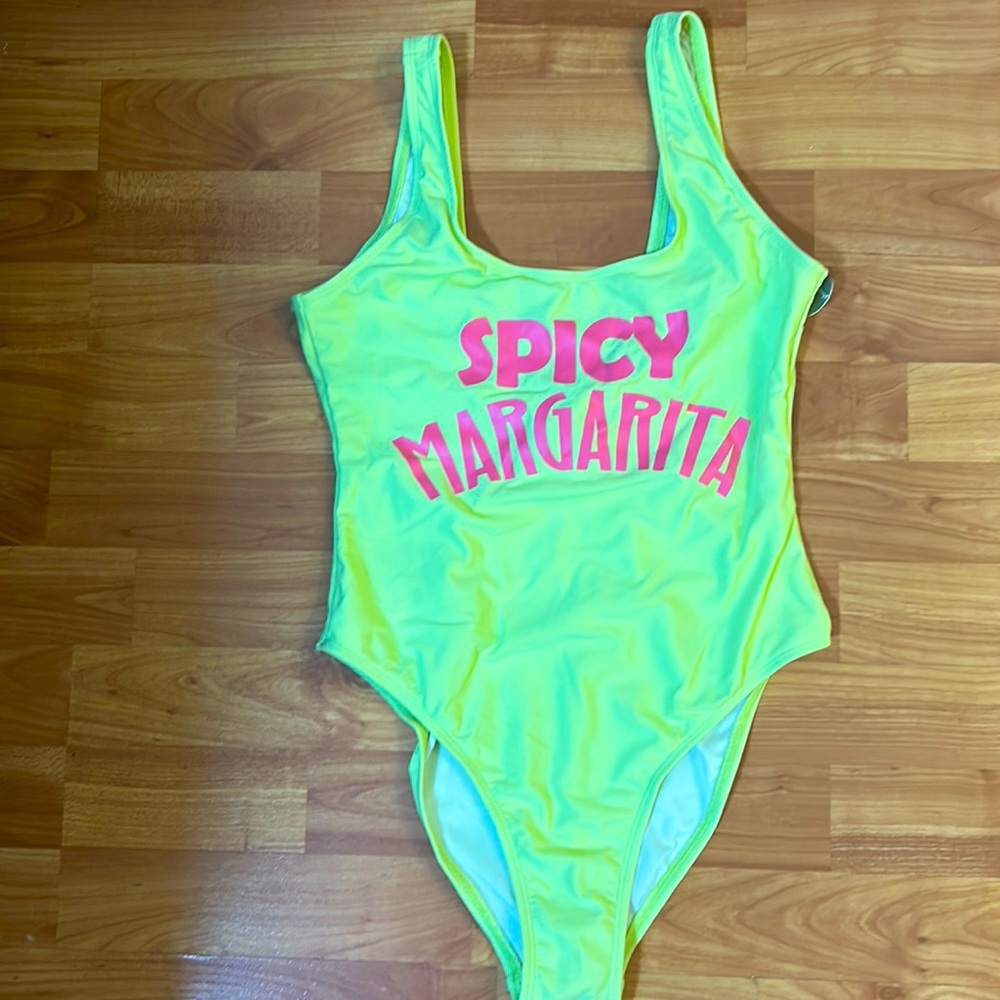 Fun, bright one piece bathing suit